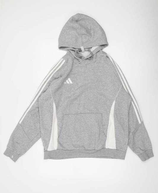 adidas Men’s Grey Pullover Hoodie Size M Sports Fleece Sweatshirt