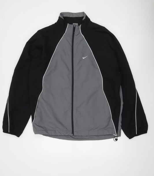 Nike Men’s Grey Black XL Windbreaker Jacket Lightweight Full Zip Sportswear