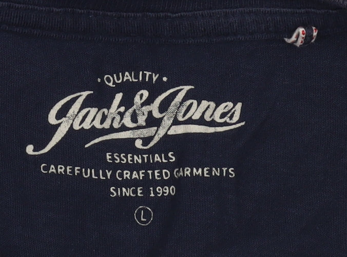 Jack & Jones Men's Navy Blue Graphic Print T-Shirt Size L
