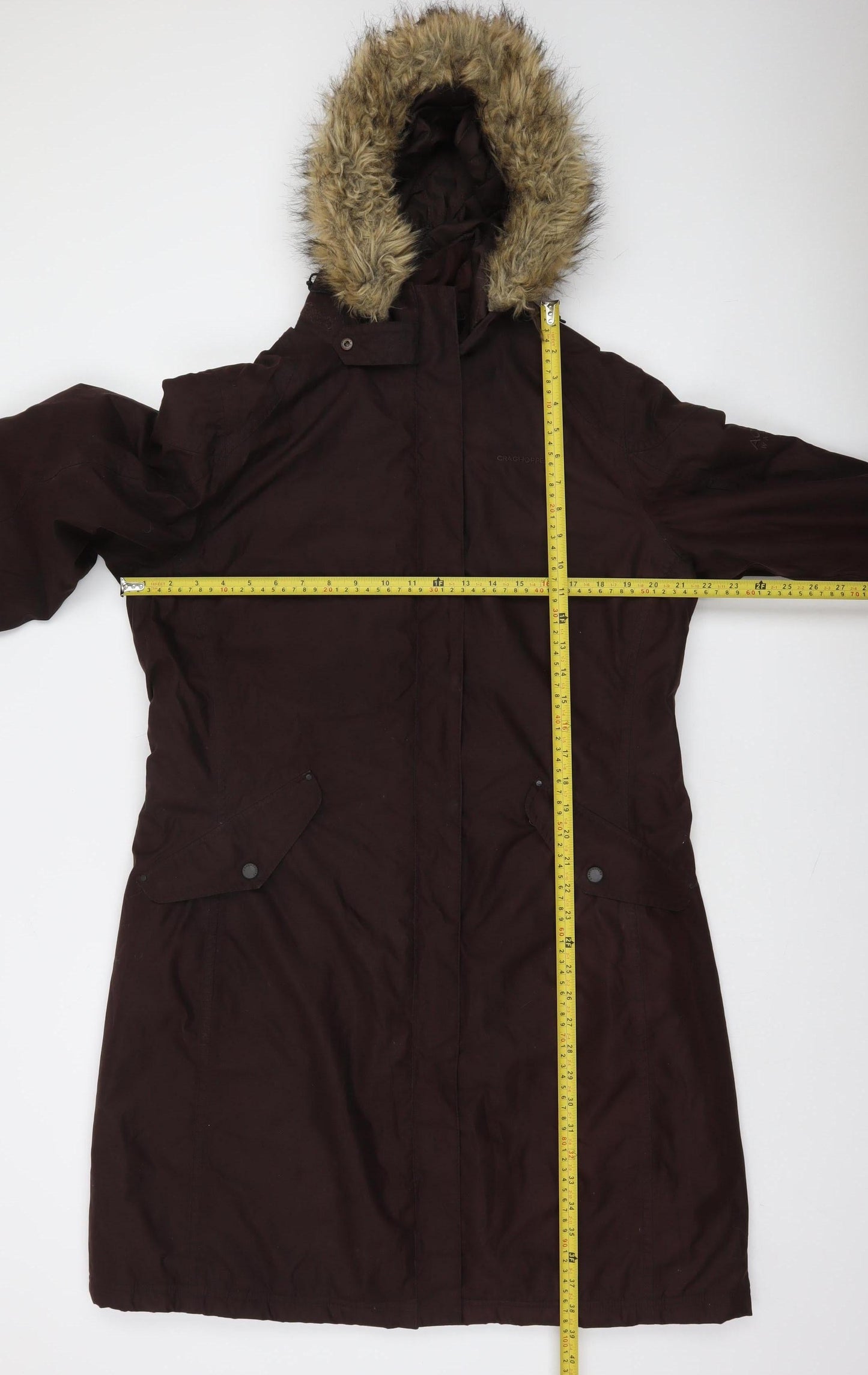 Craghoppers Women's Brown Long Hooded Parka Coat UK 14