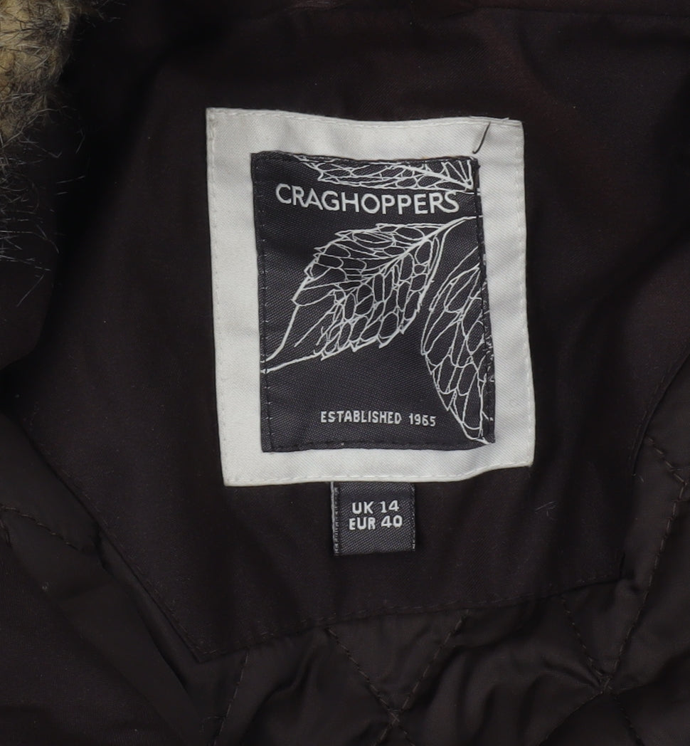 Craghoppers Women's Brown Long Hooded Parka Coat UK 14