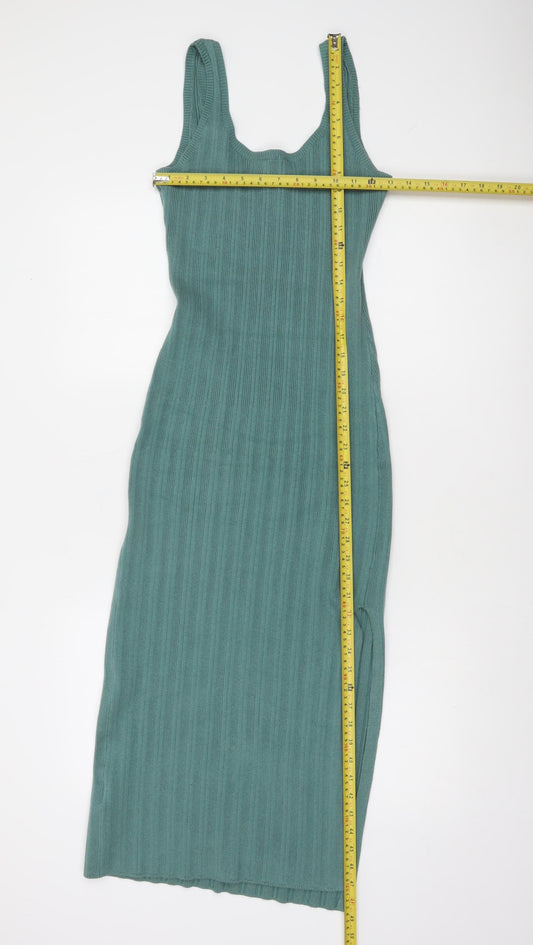 Abercrombie & Fitch Women's Green Ribbed Bodycon Midi Knit Dress Size S