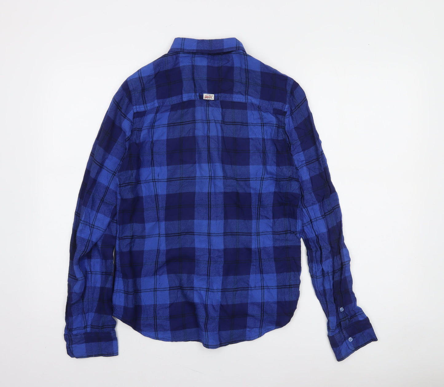 Superdry Women's Blue Check Long Sleeve Button-Up Shirt Size S