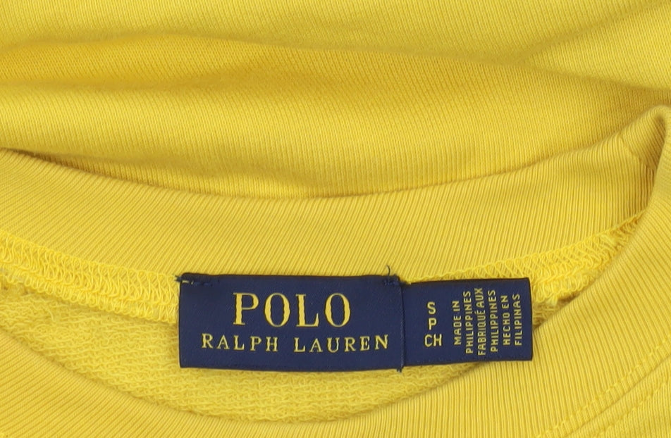 Polo Ralph Lauren Womens Yellow Cotton Blend Crew Neck Sweatshirt Size S