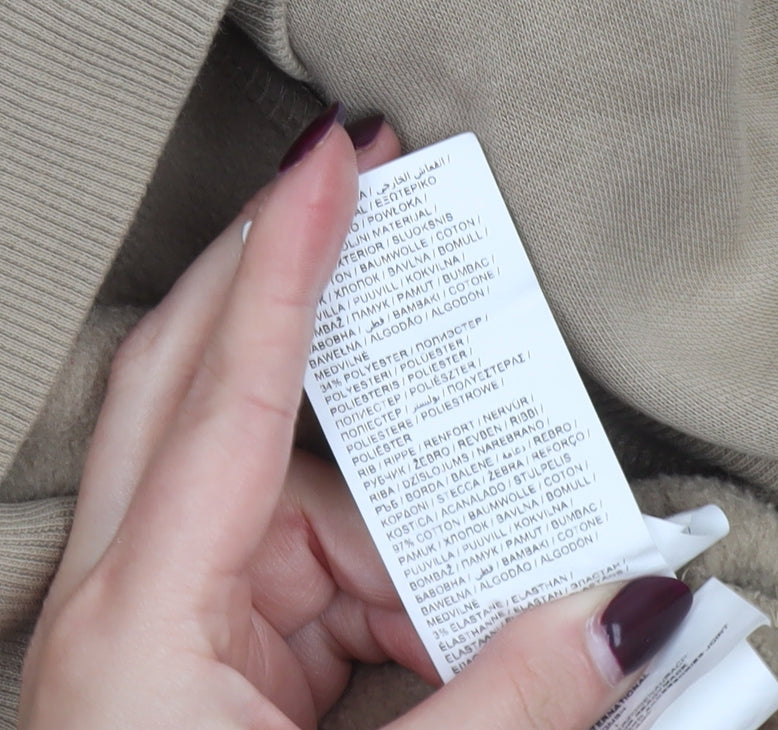 Puma Men's Beige Pullover Hoodie M Logo Fleece Sweatshirt