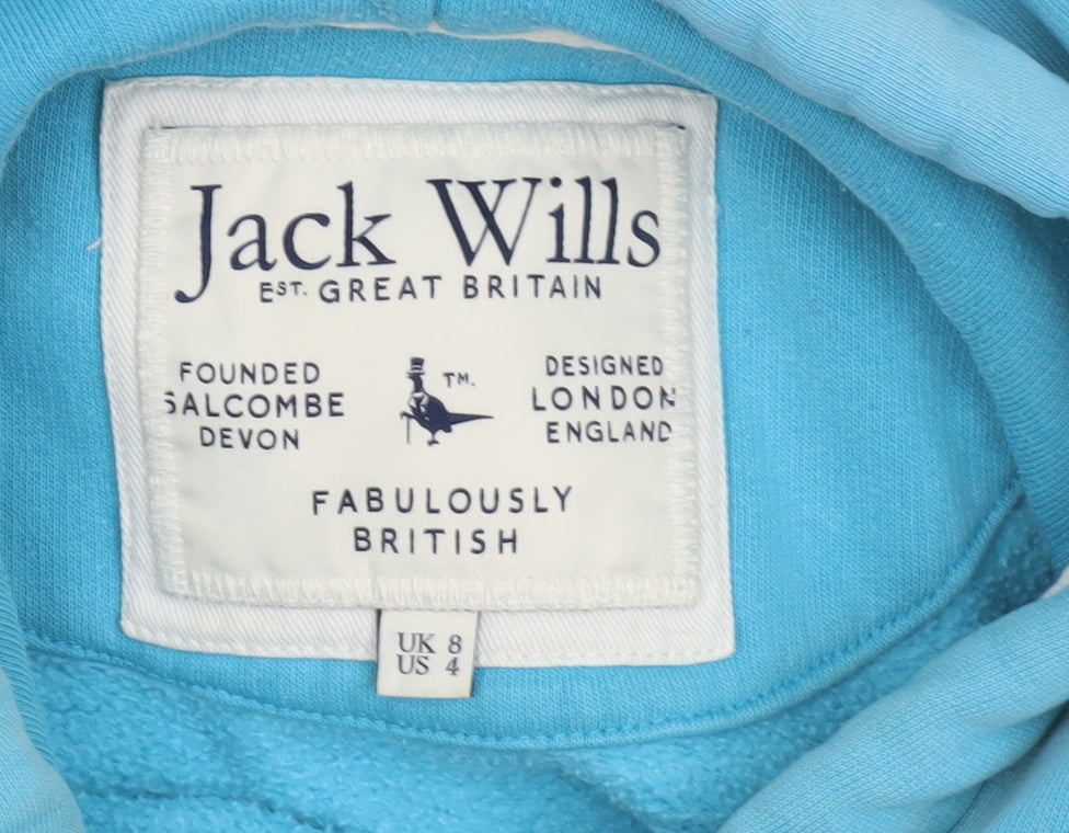 Jack Wills Women Blue UK 8 Pullover Hoodie with Logo Print