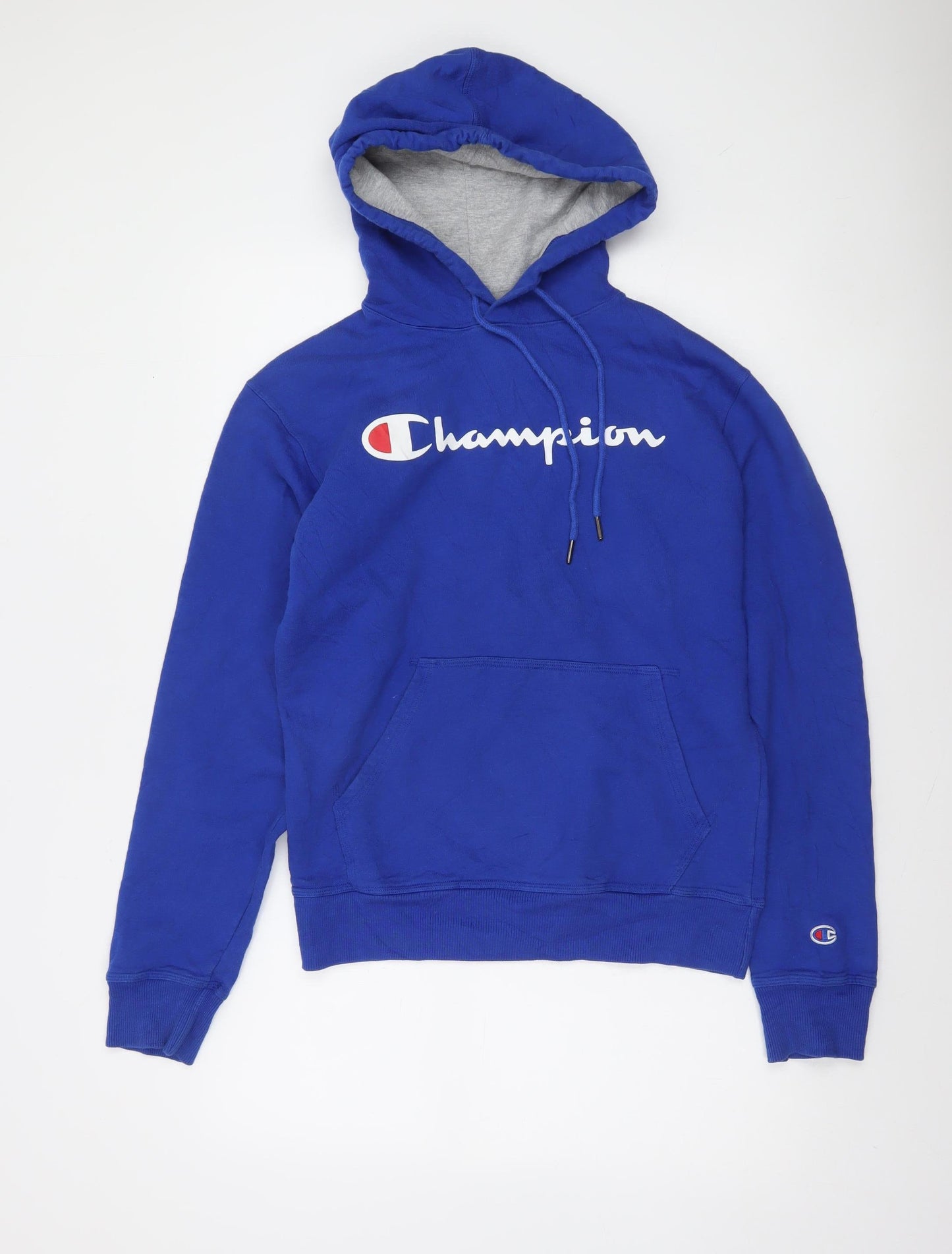 Champion Men's Blue Pullover Hoodie Small Logo Fleece Sweatshirt
