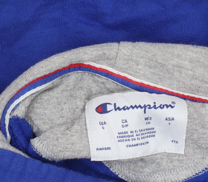 Champion Men's Blue Pullover Hoodie Small Logo Fleece Sweatshirt
