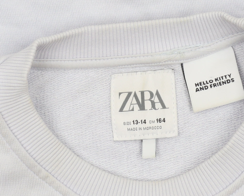 Additional view of Zara girls’ white hello kitty pullover sweatshirt 13-14 years cotton casual