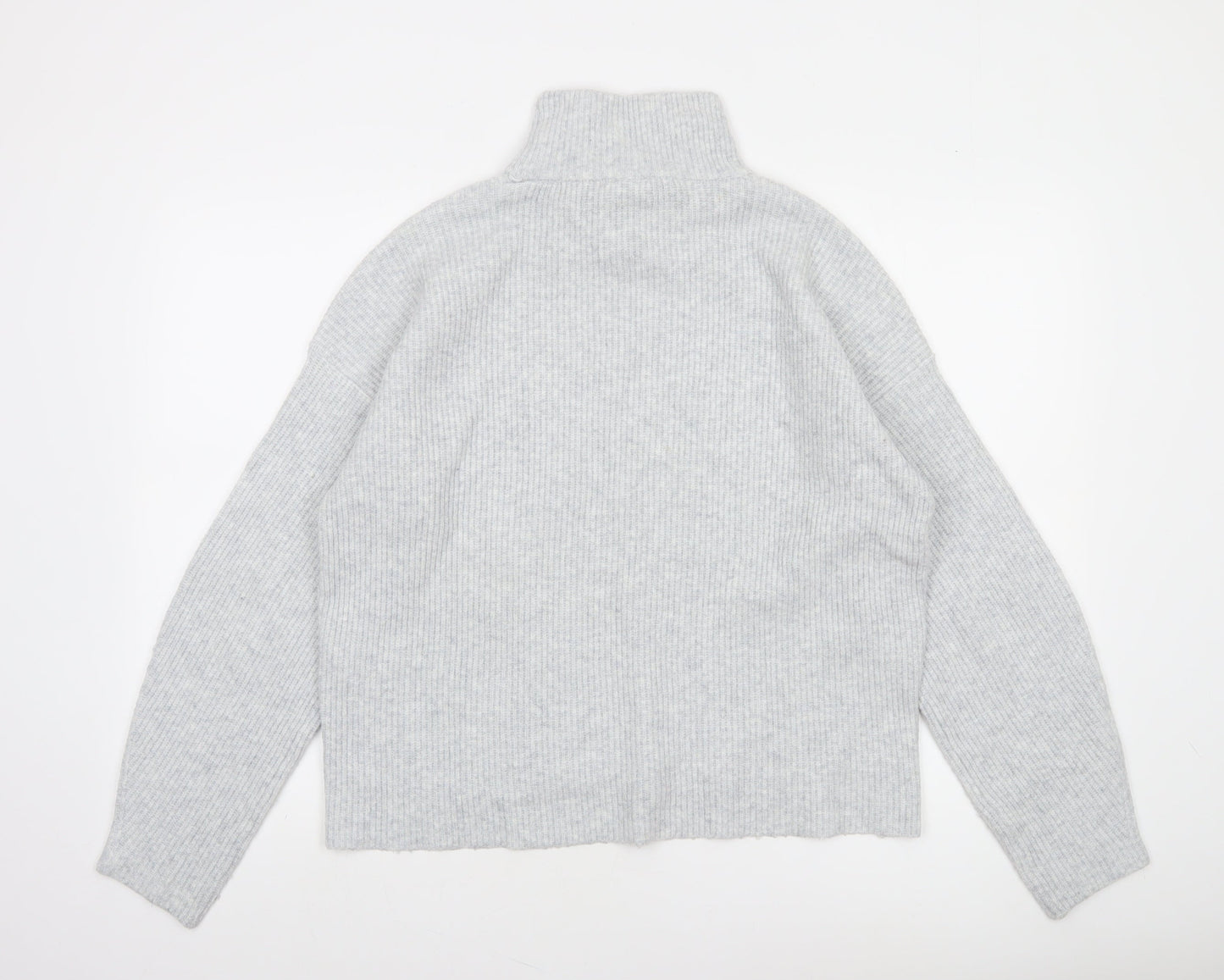 Abercrombie & Fitch Womens Grey Mock Neck Ribbed Knit Jumper Size M