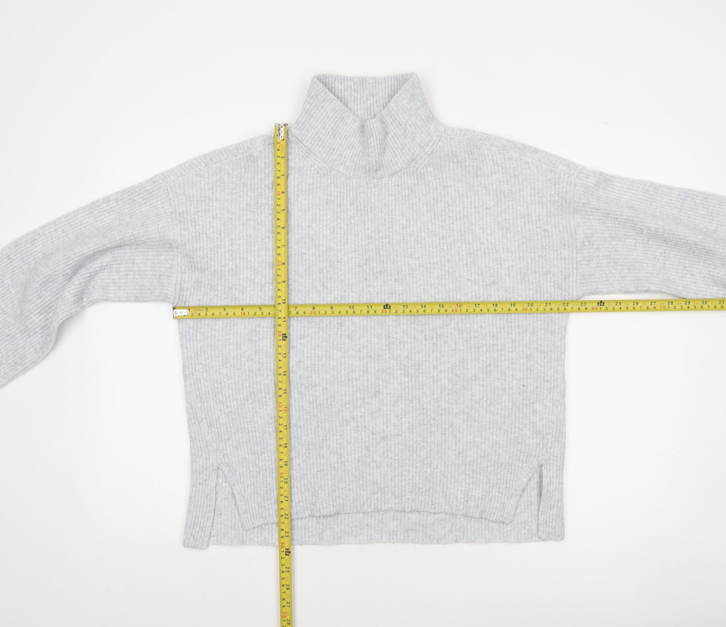 Abercrombie & Fitch Womens Grey Mock Neck Ribbed Knit Jumper Size M