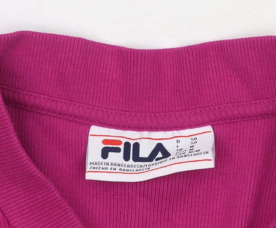 Additional view of Fila women’s pink cropped button up logo jacket, size M