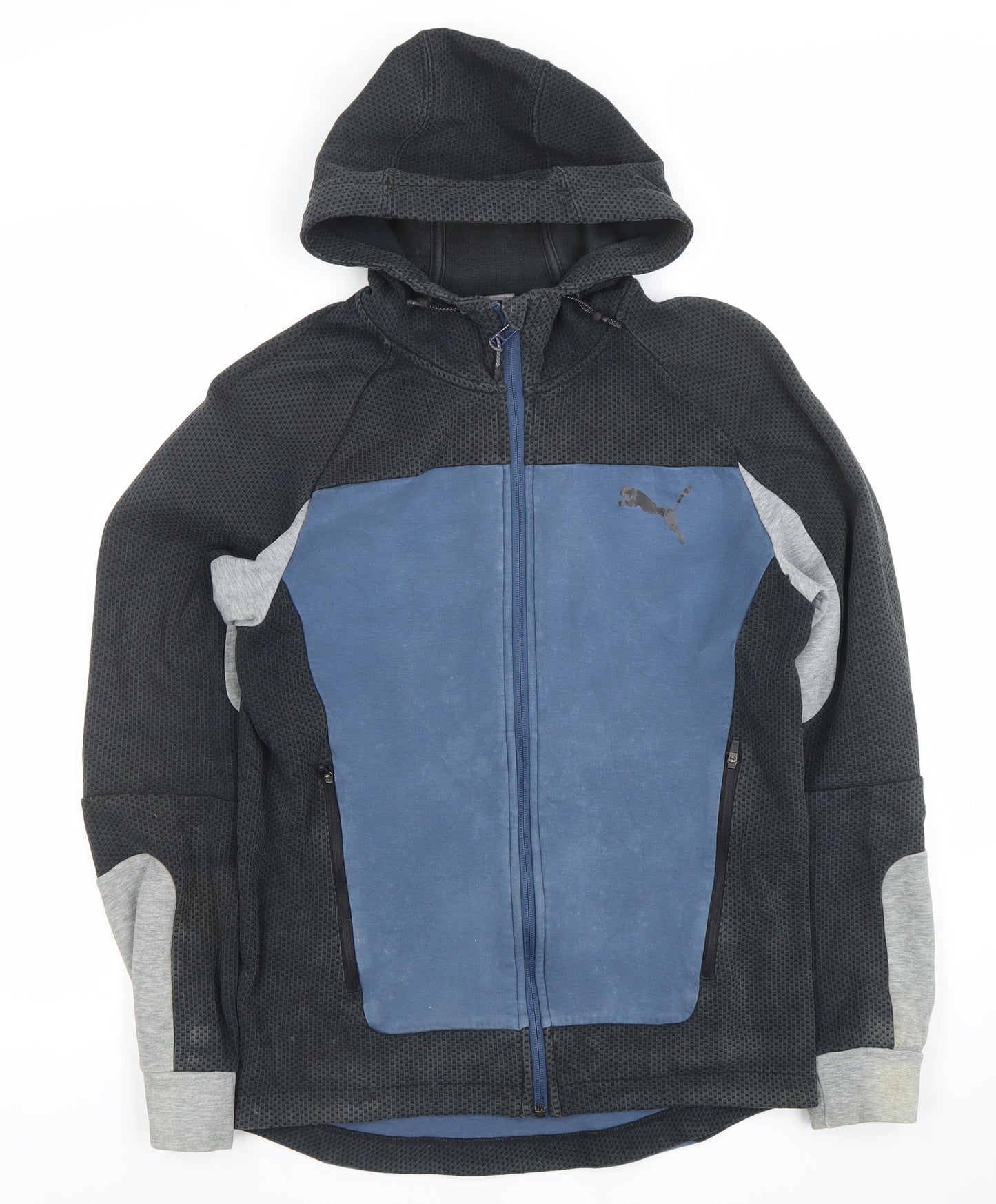 Puma Men's Black Blue Grey Full Zip Hoodie Size S