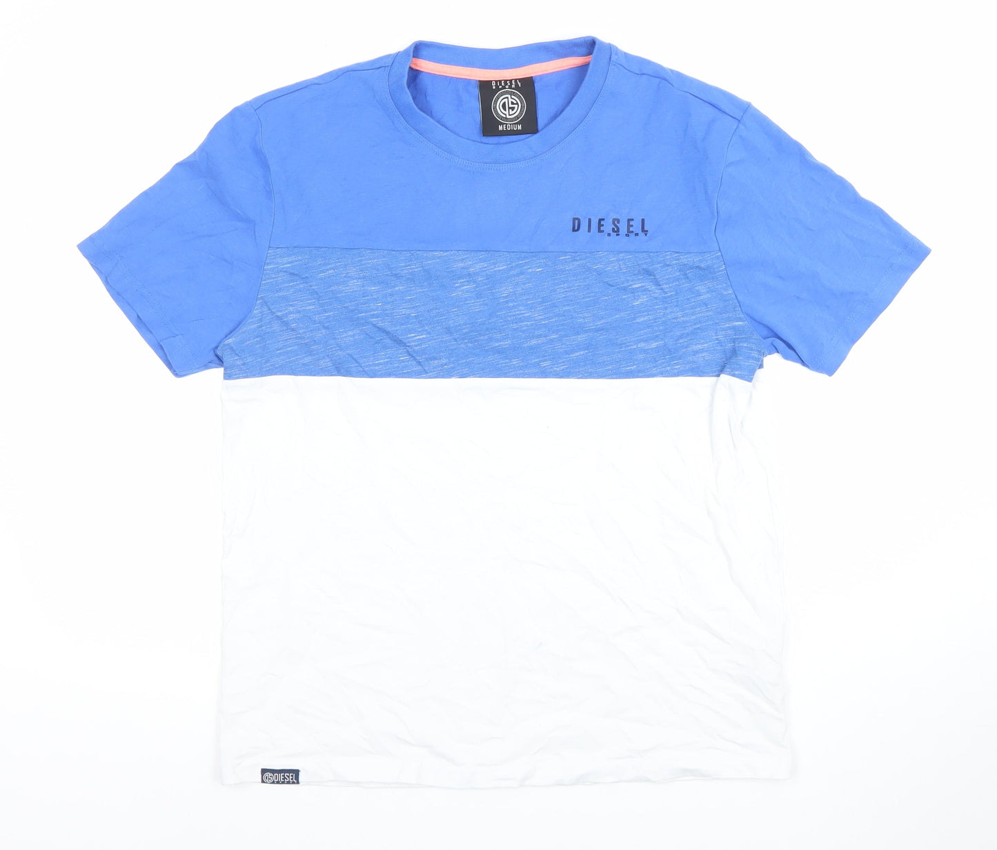 Diesel Sport Men's Blue Colourblock Crew Neck T-Shirt Medium