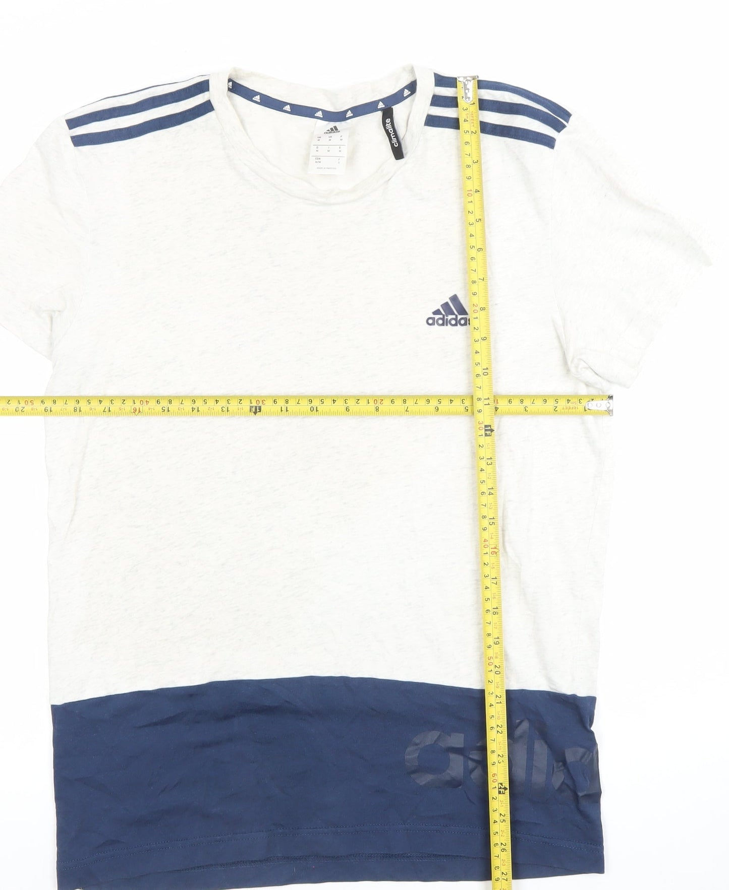 Adidas Mens White Navy Climalite Crew Neck Sports T-Shirt M