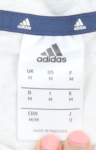 Adidas Mens White Navy Climalite Crew Neck Sports T-Shirt M