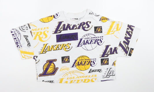 NBA Women’s White Los Angeles Lakers Cropped T-Shirt XS