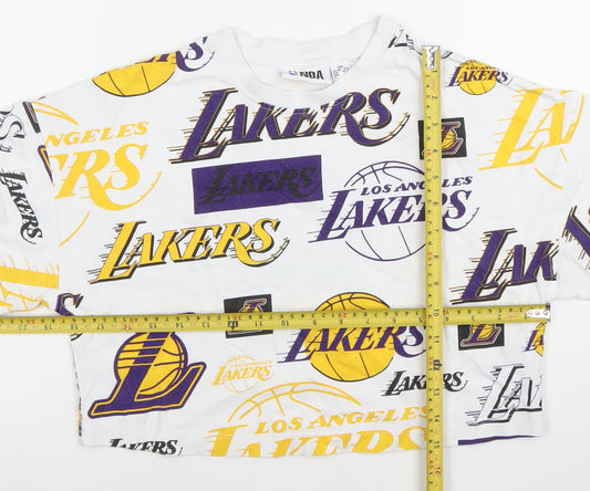 NBA Women’s White Los Angeles Lakers Cropped T-Shirt XS
