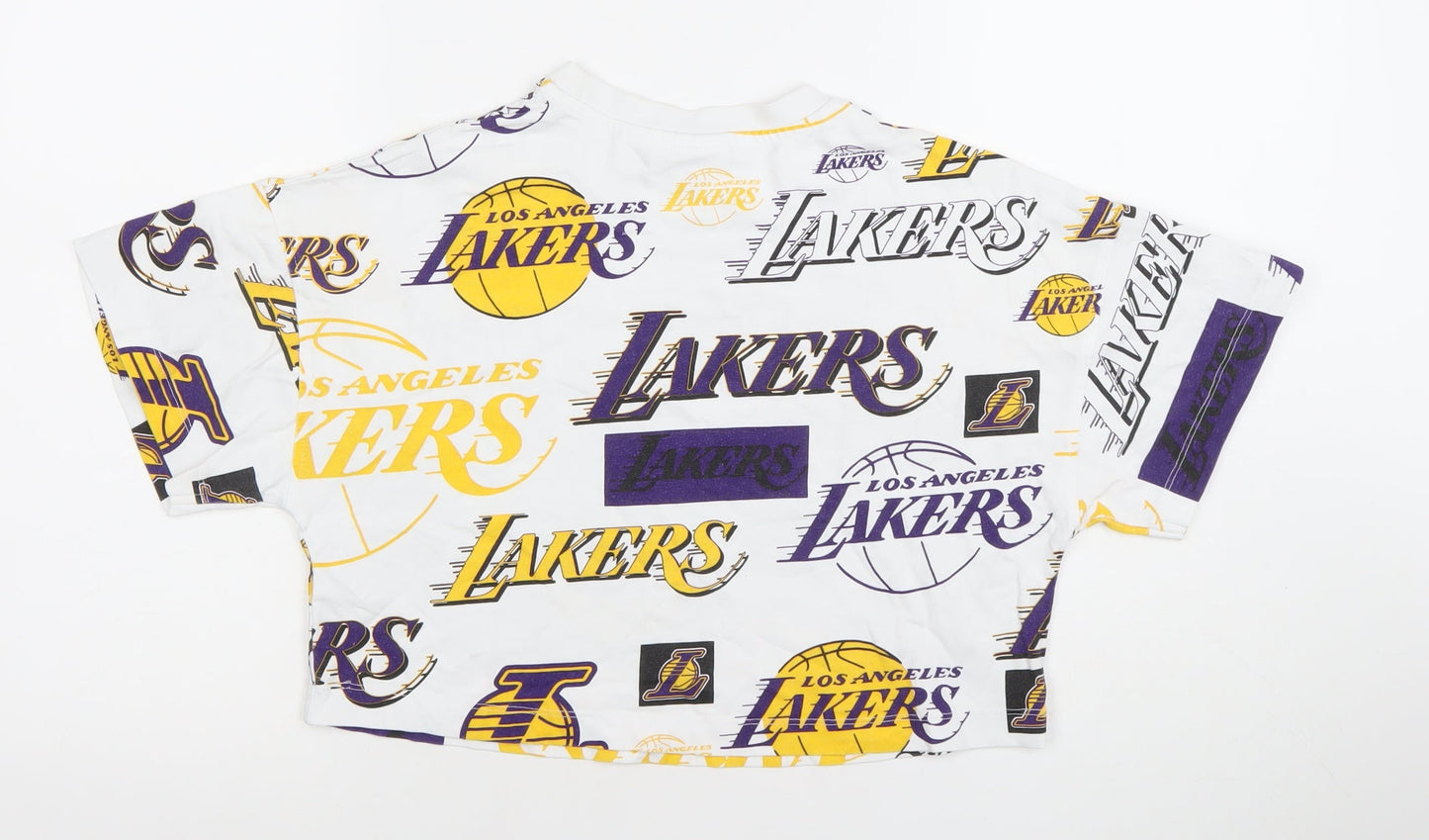 NBA Women’s White Los Angeles Lakers Cropped T-Shirt XS