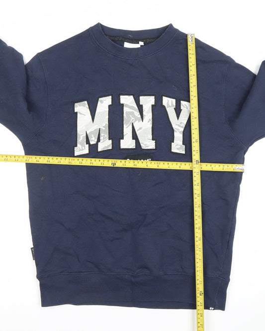 Money Mens Blue Graphic Logo Crew Neck Sweatshirt Size M