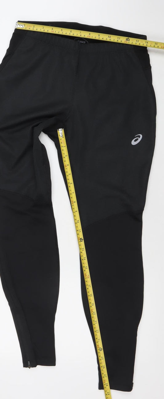 Asics Womens Black Slim Fit Reflective Running Leggings Size L