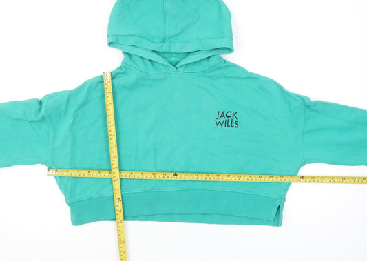 Womens UK 10 Relaxed Jack Wills Green Pullover Hoodie