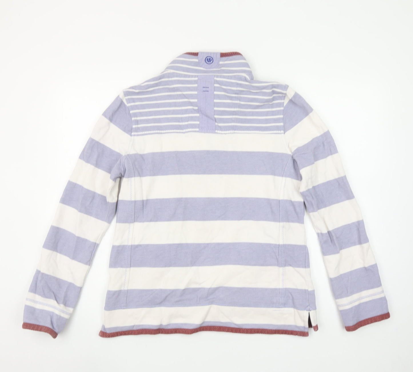 Fat Face Women's Lilac Stripe 1/4 Zip Sweatshirt UK 12 Cotton