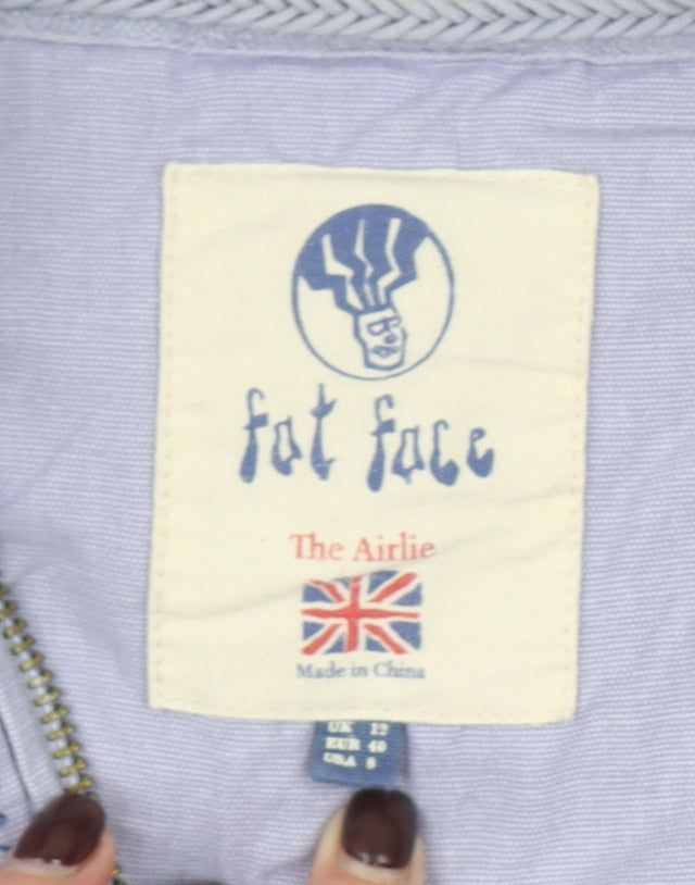 Fat Face Women's Lilac Stripe 1/4 Zip Sweatshirt UK 12 Cotton