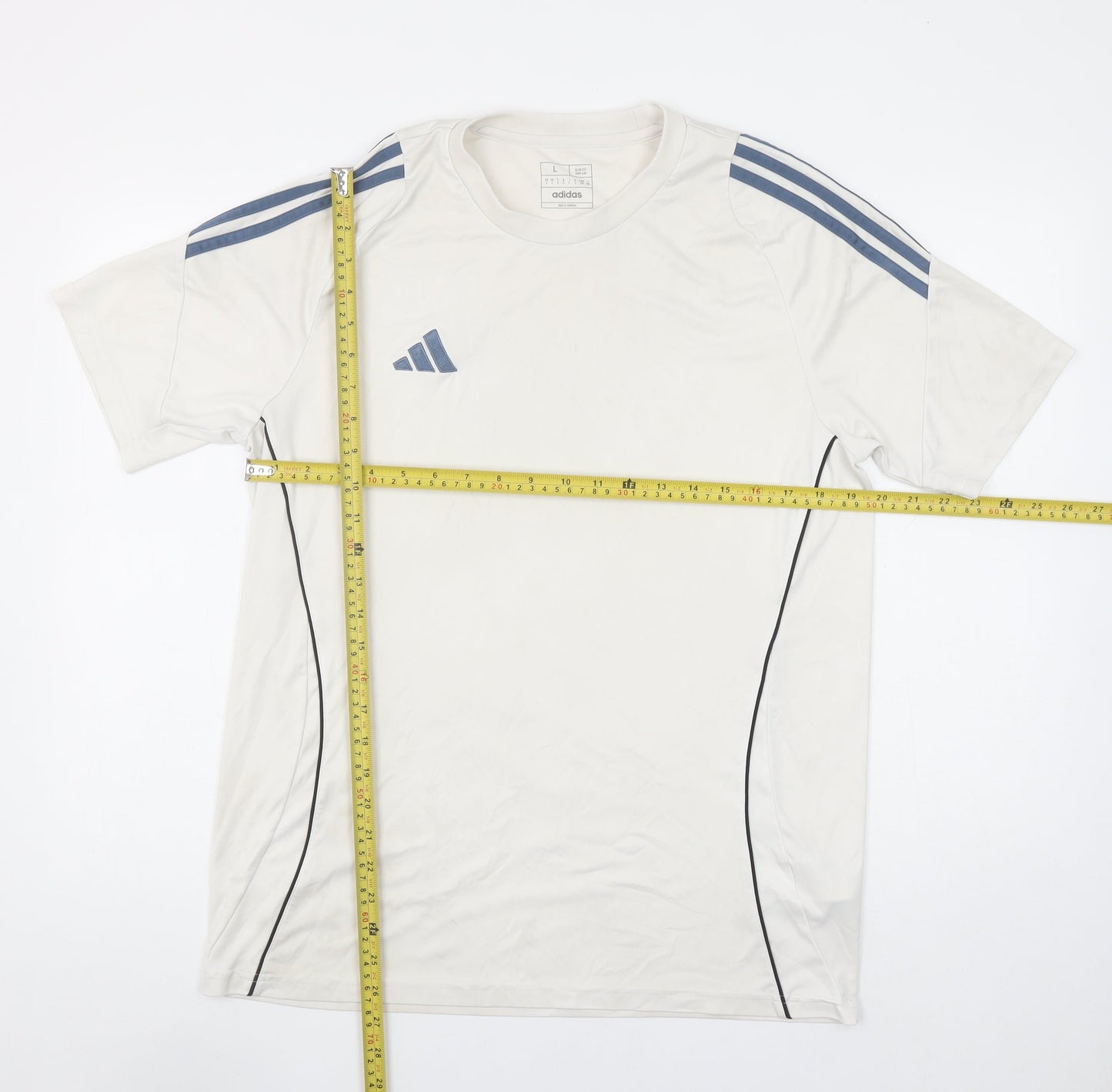 Adidas Men's White Slim Fit Sports T-Shirt Size L Polyester