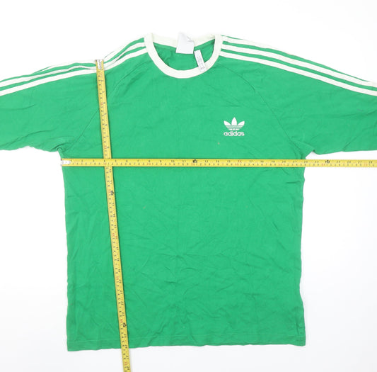 Adidas Men's Green Long Sleeve Retro Sports T-Shirt L