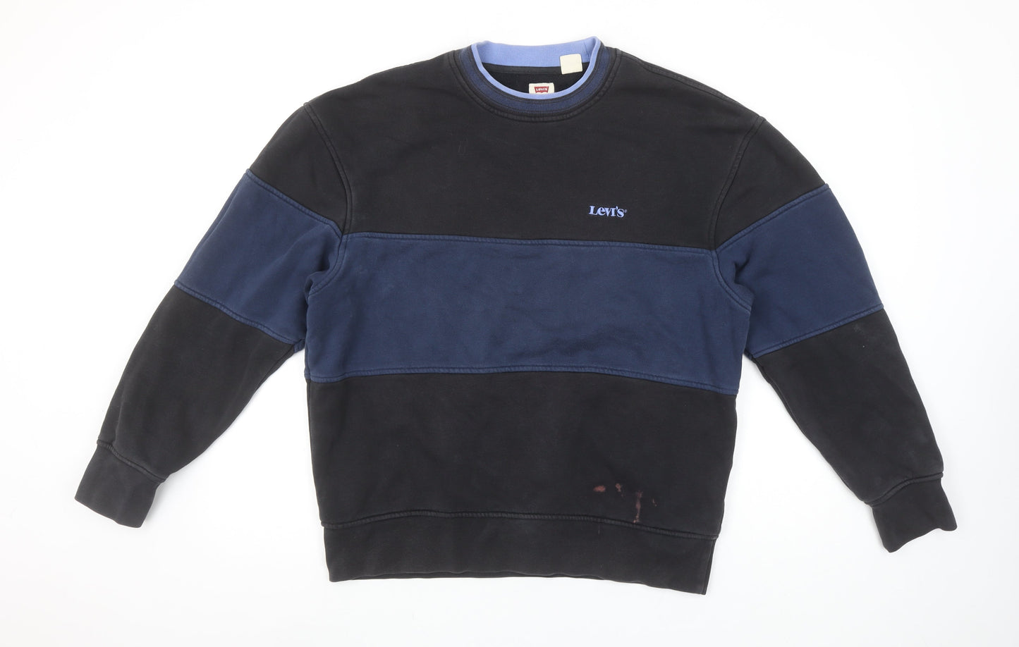 Levi's Men's Blue Colour Block Crew Neck Relaxed Fit Sweatshirt S