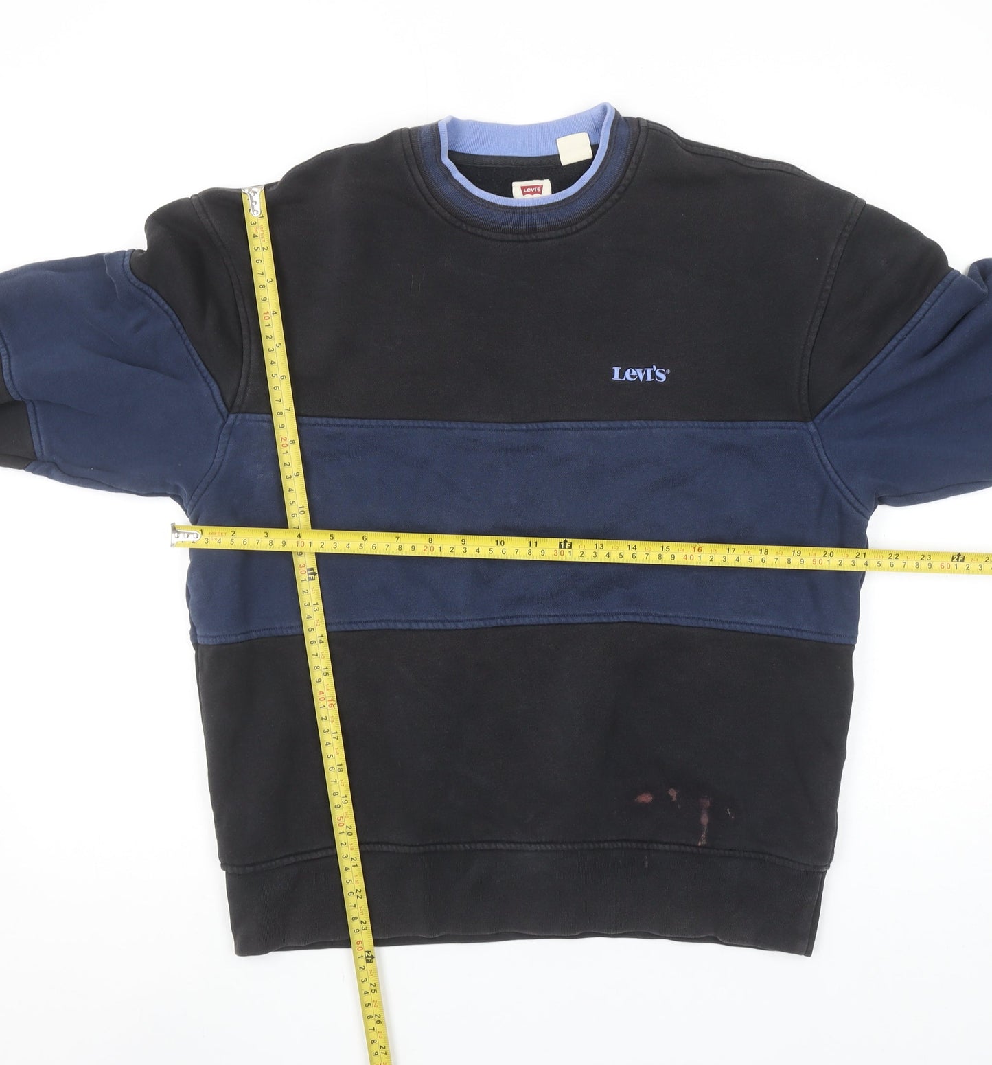 Levi's Men's Blue Colour Block Crew Neck Relaxed Fit Sweatshirt S
