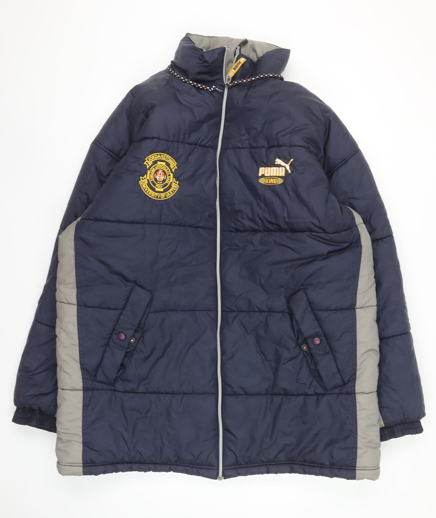 Puma Men’s Blue XL Puffer Jacket Winter Nylon Full Zip Logo Coat