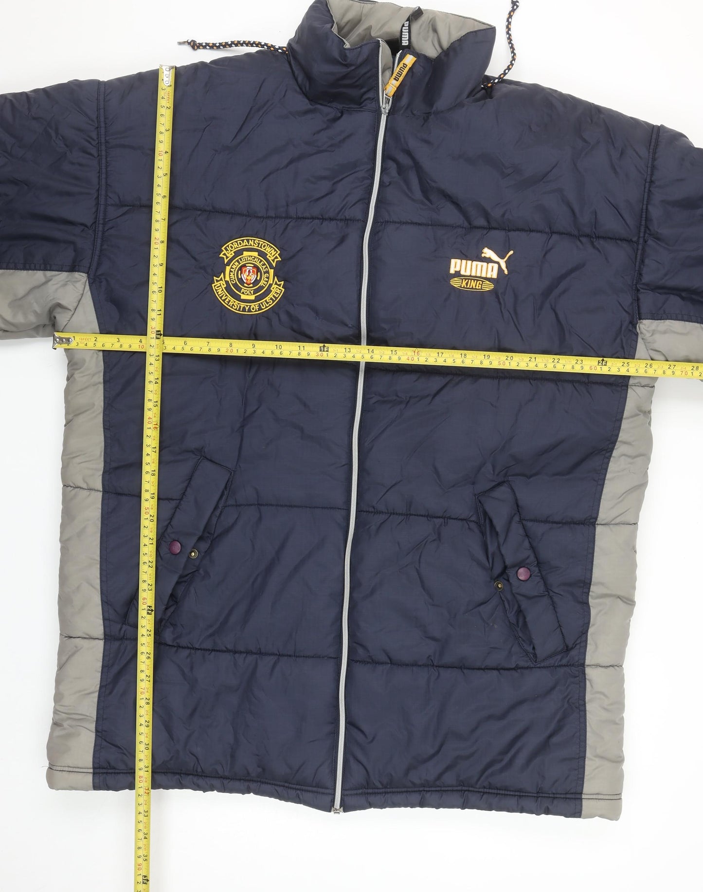 Puma Men’s Blue XL Puffer Jacket Winter Nylon Full Zip Logo Coat