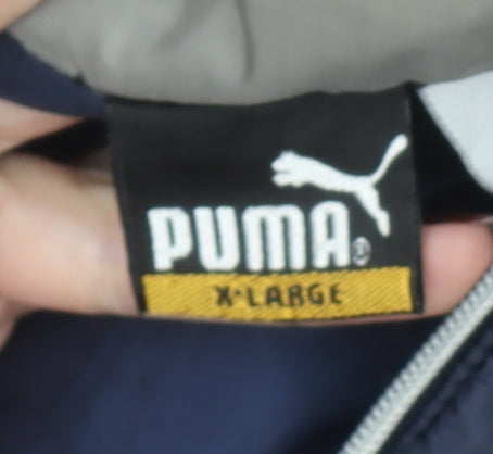 Puma Men’s Blue XL Puffer Jacket Winter Nylon Full Zip Logo Coat