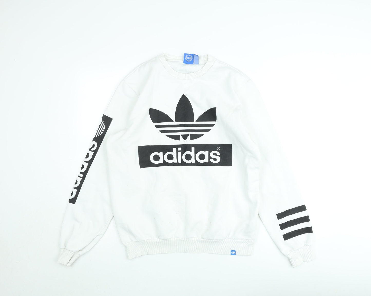 Adidas Men's White Logo Pullover Sweatshirt Size M