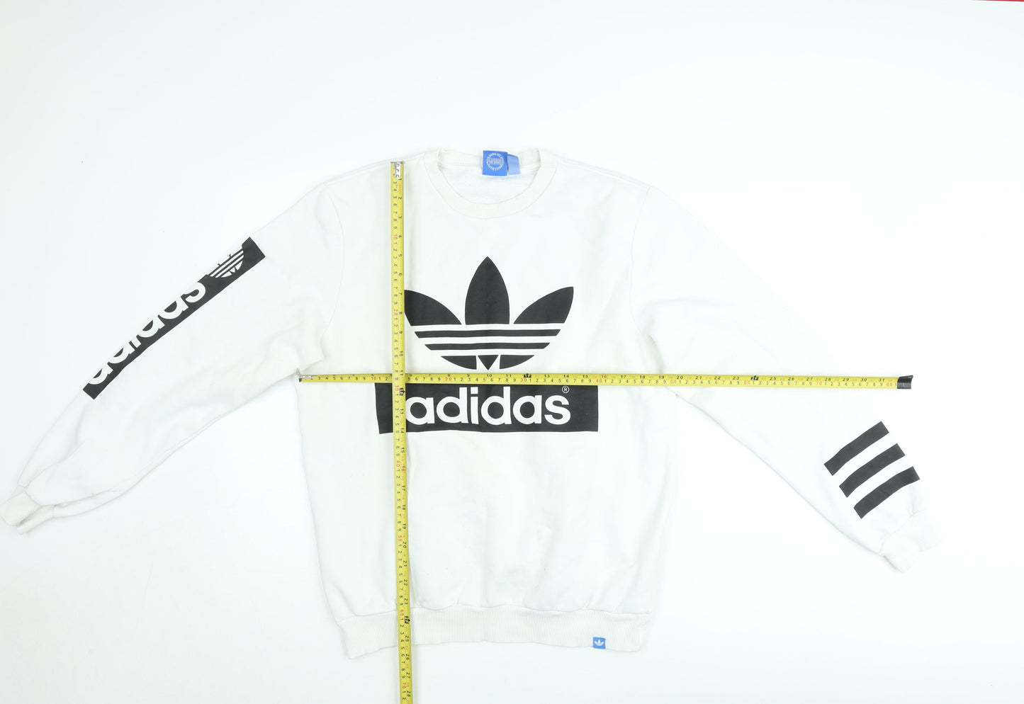 Adidas Men's White Logo Pullover Sweatshirt Size M