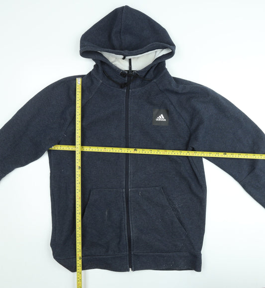 Adidas Men’s Blue Full Zip Hoodie L Sports Jersey Cotton Blend