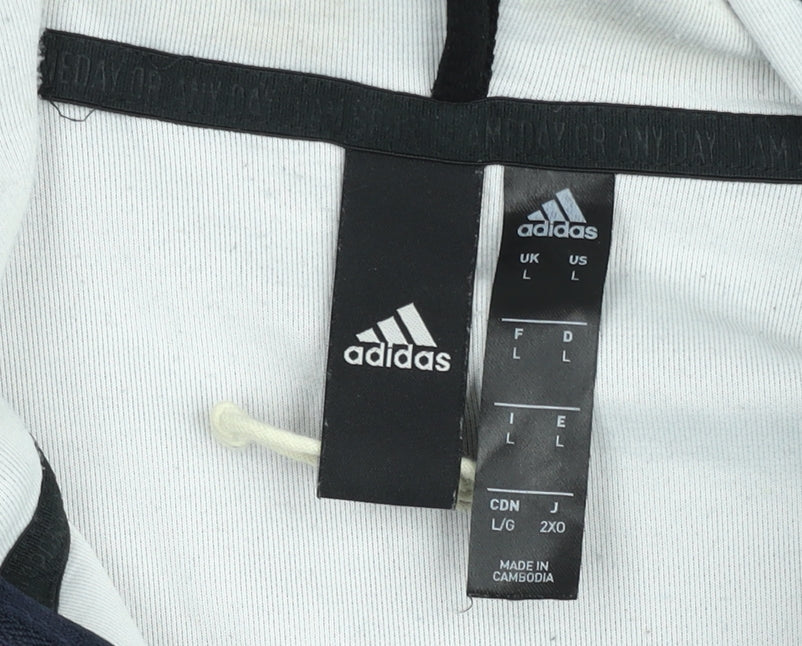 Adidas Men’s Blue Full Zip Hoodie L Sports Jersey Cotton Blend