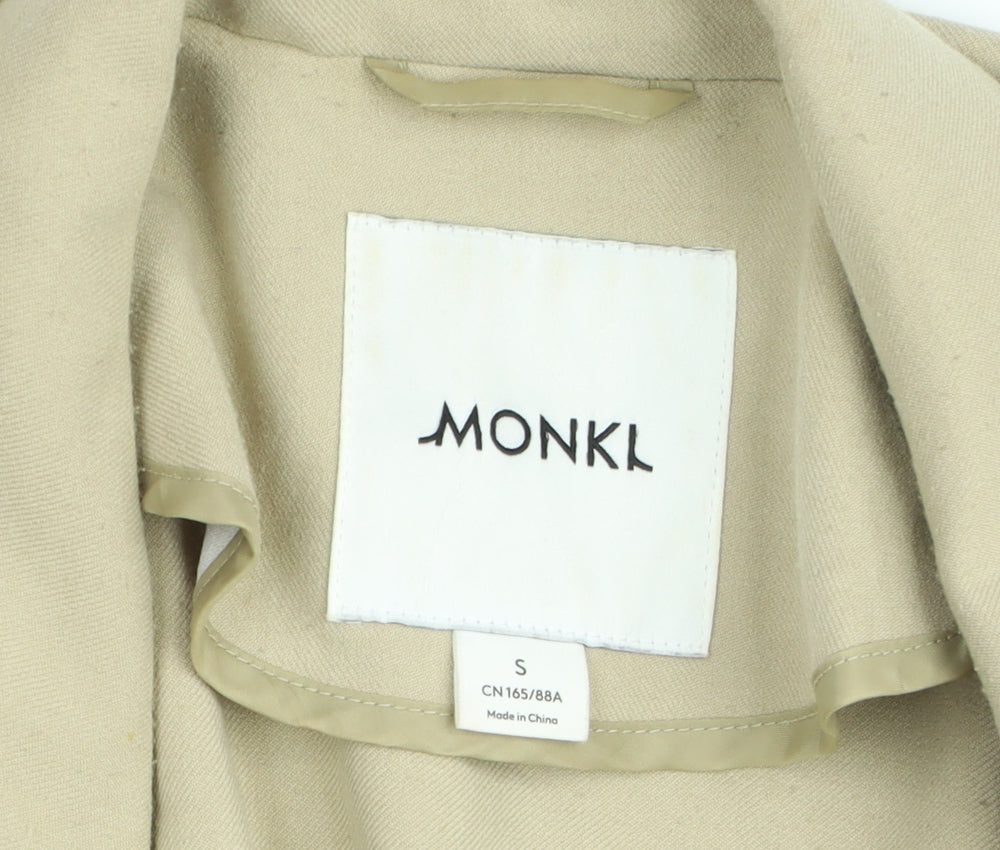 Monkl Women Beige Cotton Twill Blazer Jacket Size S