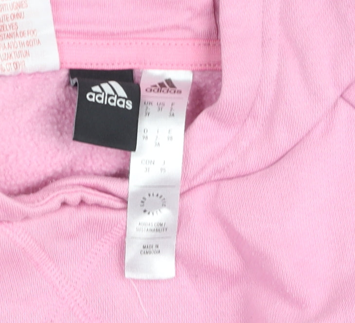 Brand and care label for adidas girls’ pink 3 years pullover fleece hoodie