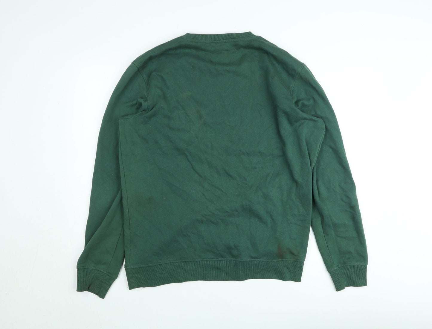 Jack & Jones Mens Green Pullover Sweatshirt L Regular Fit Crew Neck