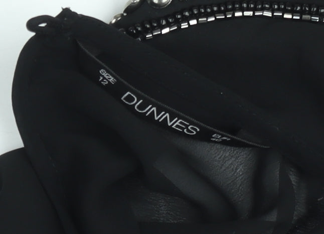 Additional view of Dunnes Women Black Beaded Collar Chiffon Blouse, size 12