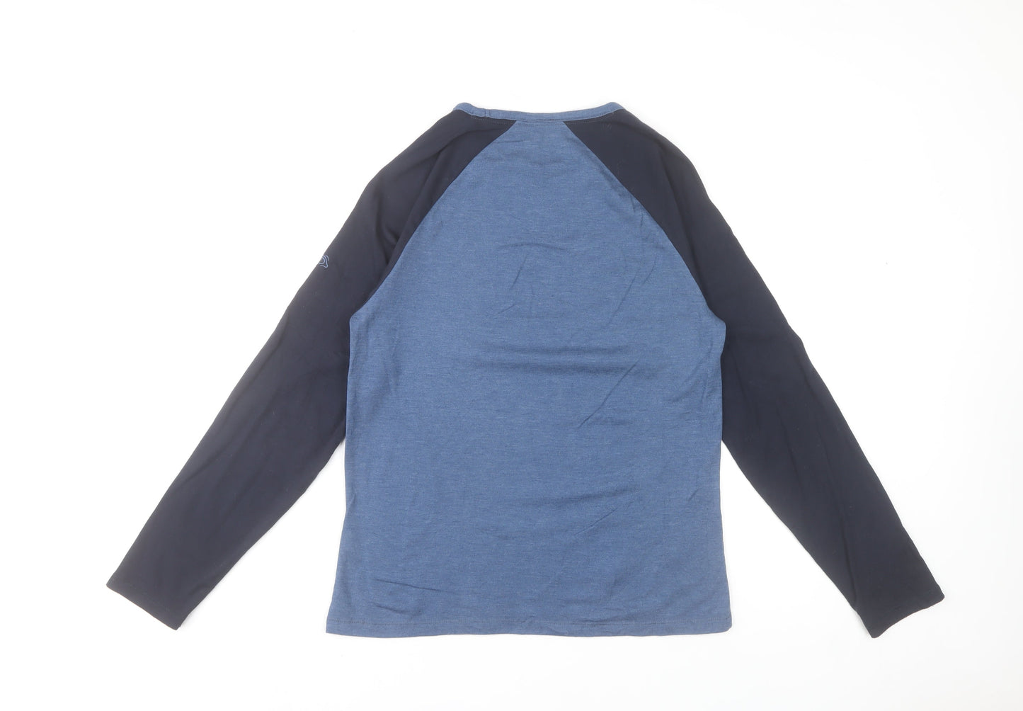 Craghoppers Men's Blue Long Sleeve Polyester Blend Crew Neck T-Shirt Size S