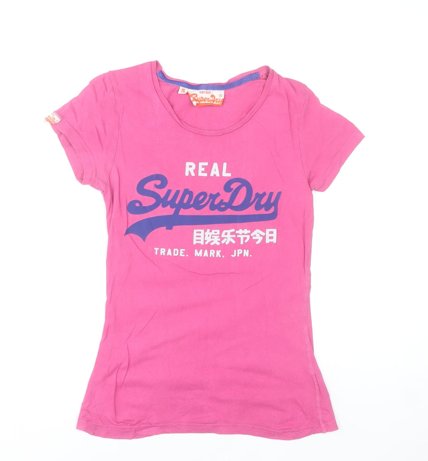 Superdry Womens Pink Crew Neck Slim Fit Cotton T-Shirt S