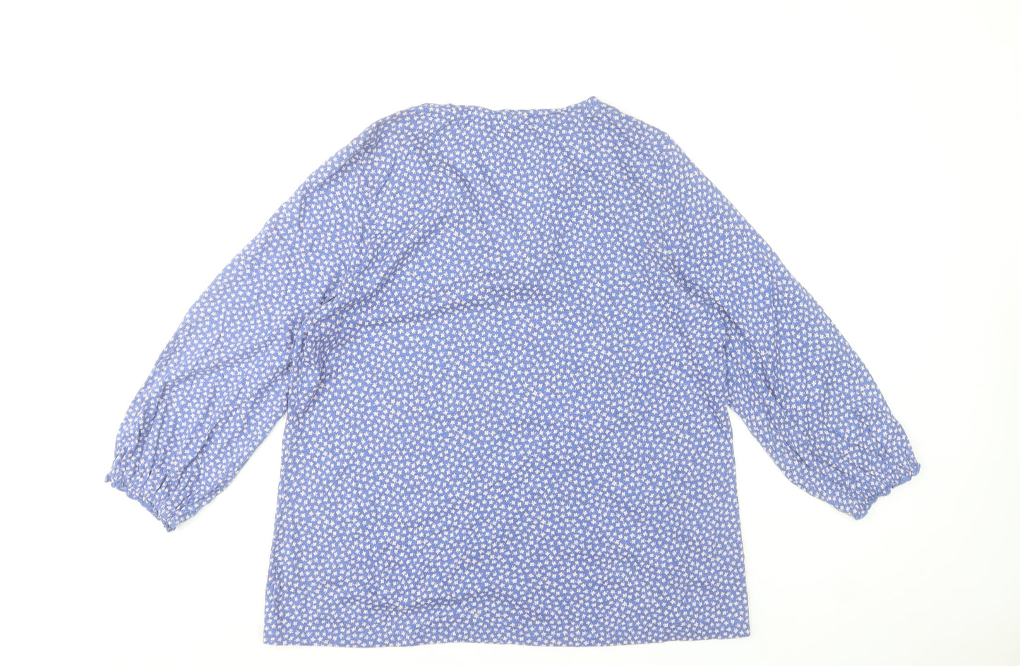 Fat Face Women Blue Floral V-Neck Tunic Blouse UK 14