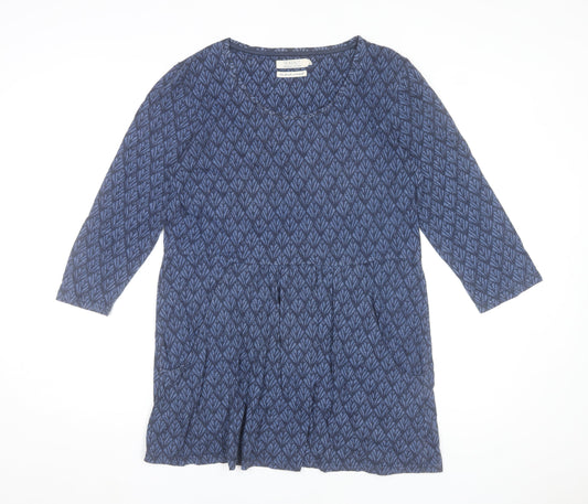 Seasalt Women Blue Organic Cotton Tunic Blouse Size 14