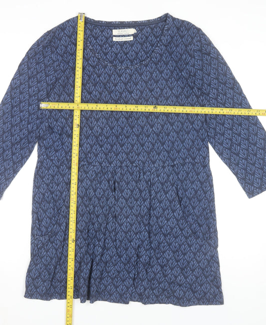 Seasalt Women Blue Organic Cotton Tunic Blouse Size 14