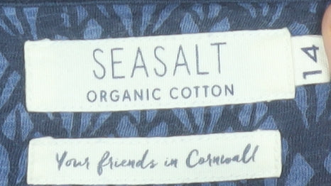 Seasalt Women Blue Organic Cotton Tunic Blouse Size 14