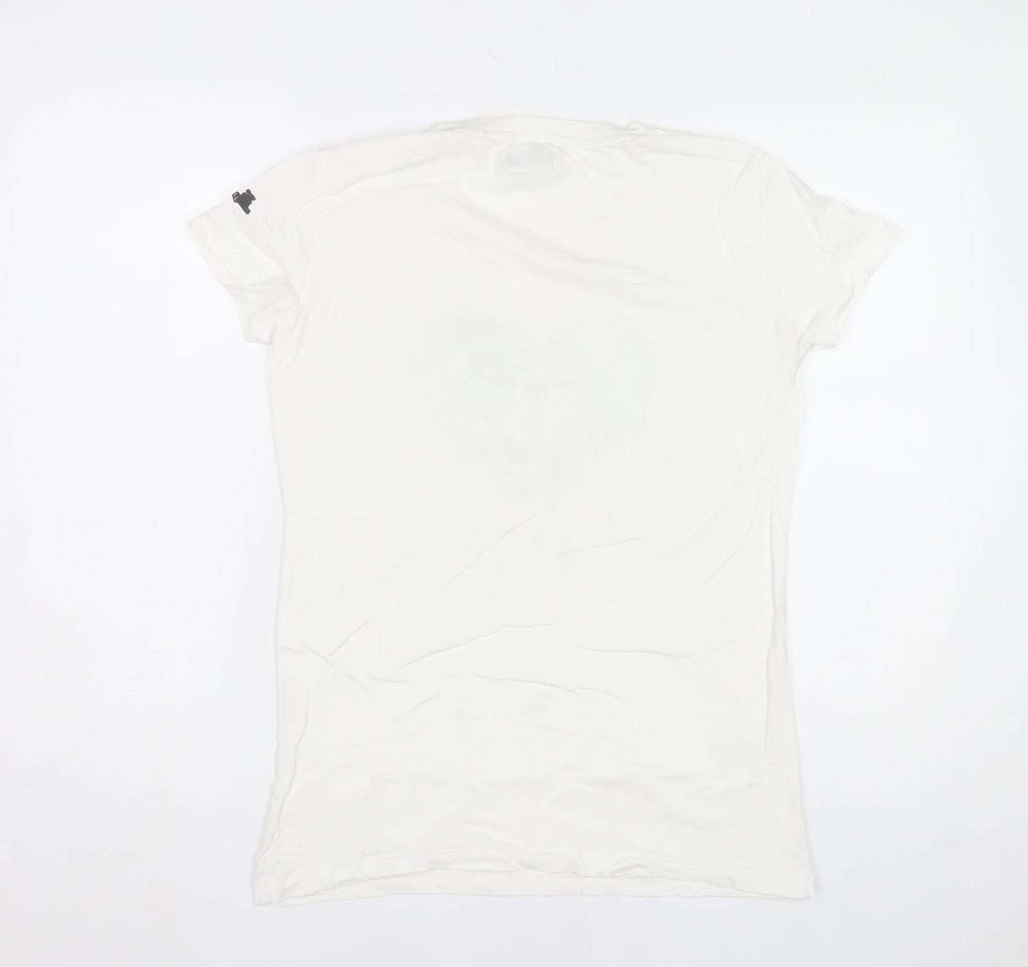 Diesel Women's White XL Graphic Heart Lock Print Cotton T-Shirt